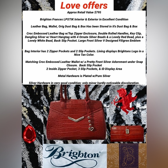 Brighton Handbags - Brighton Frances Bag Wallet Dust Bag Box Croc Embossed Leather Rare Masterpiece